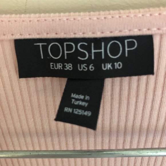 Topshop Asymmetric Dusty Pink Ribbed Wrap Top - Picture 5 of 8